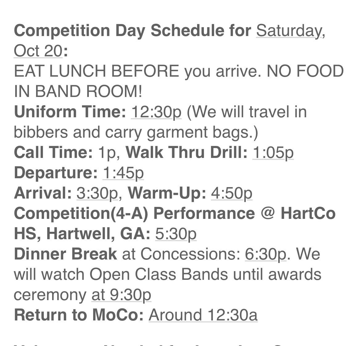 OneMorganBand's tweet image. COMPETITION SATURDAY 10/20