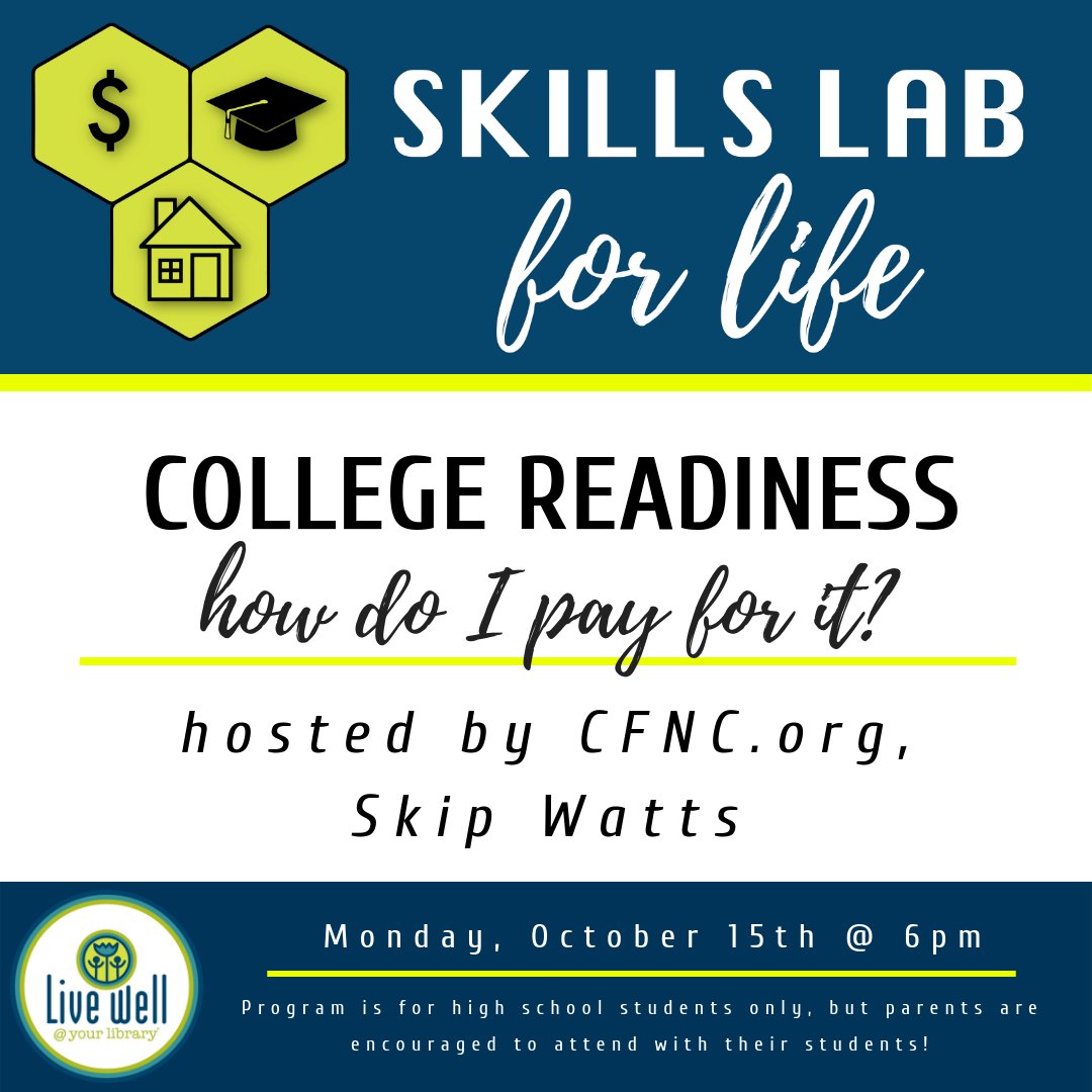 bcpls's tweet photo. YA #LifeSkills Lab is TONIGHT at 6pm @ the Morganton library! Program is hosted by Skip Watts with @CFNC &amp; is for high school students only. Parents are encouraged to attend with their students! For more information, visit us online at https://t.co/zL4BqtU90w https://t.co/yzbhyzH3qf