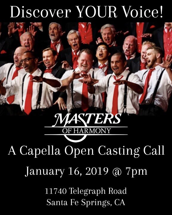 Discover YOUR Voice at our A Capella Open Casting Call January 16, 2019!