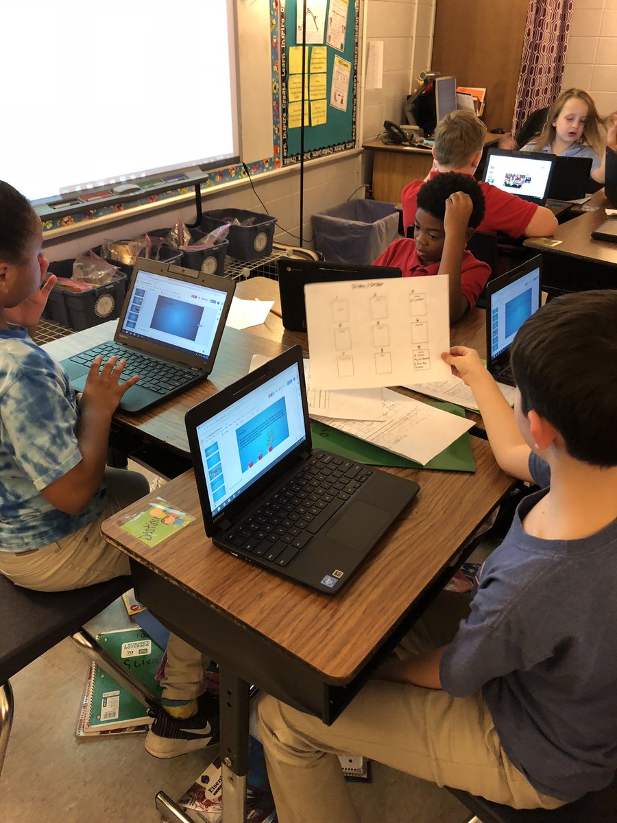 JulieC8466's tweet photo. #PowerWalkMoment 4th Grade Scientists collaborate on slide decks for their group presentations. @JCPSBackpack #Collaborators #Communicators #Zone1derful #EAGLESGoDigital #BestYearYet https://t.co/GBpxCZlEg8