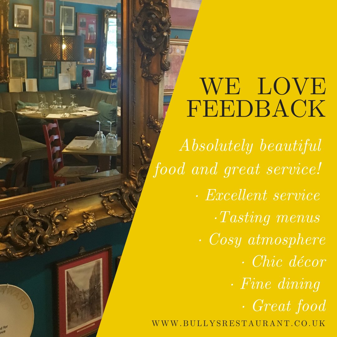 bullyscardiff's tweet photo. Customer satisfaction is paramount to us - check out our great reviews #Finedining #GreatFeedback #HappyDiners #MondayMotivation #BullysRestaurant https://t.co/di85XYO6BP https://t.co/EDinK0TU8e