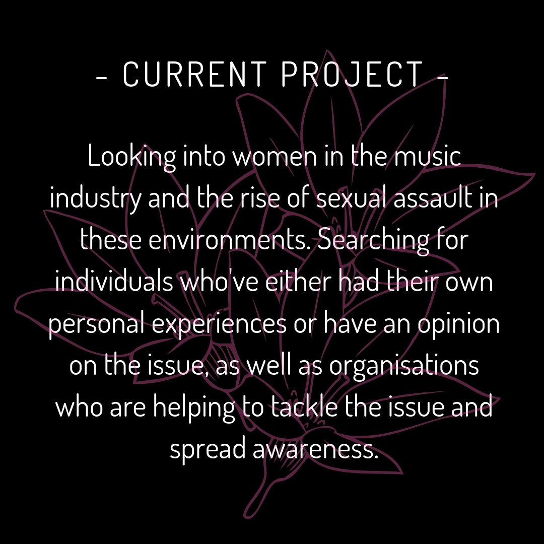 AMYFARRERPHOTO's tweet photo. Please drop me a message if you would like to take part in the photo project, or can recommend an individual or organisation that would be able to help. More details will be provided upon contact. #photojstudent #womeninmusic #sexualassault https://t.co/xVSXEqyfyG