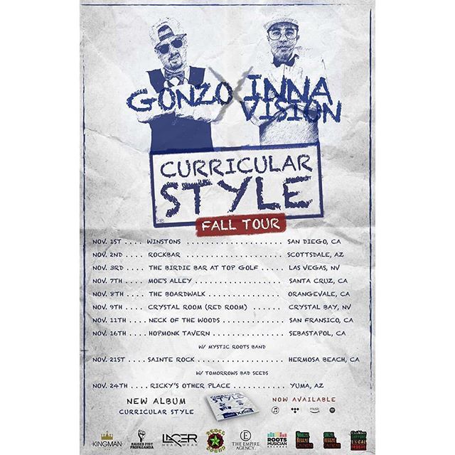 <a href="/gonzomusiq/">Gonzomusiq</a> and I are hitting the road Nov.1! Be sure to get your tickets to our tour in either of our websites! “Curricular Style Tour” in FULL EFFECT!!! 🔗⬆️🔜🍿🔥🤘🏽
