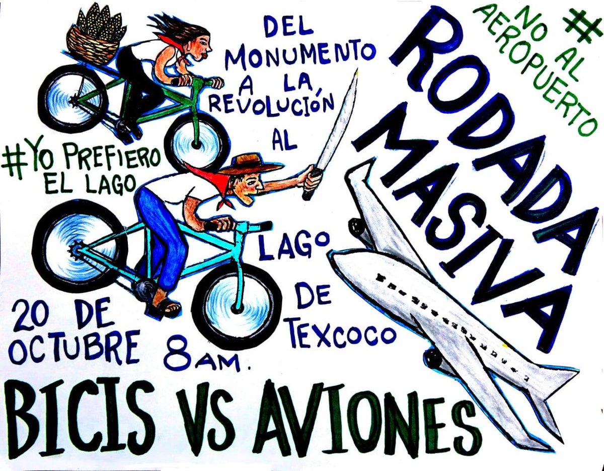 MediosComunes's tweet photo. La bicicleta como ejercicio político.
Rodada masiva del monumento a la Devolución al Lago de Texcoco.
20 de octubre - cita 8am. https://t.co/rPGoRn3ld0