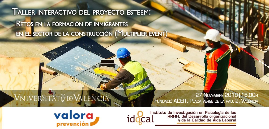 ASPREN_PRL's tweet photo. Taller interactivo del proyecto ESTEEM: Reto en la formación de inmigrantes en el sector de la construcción
https://t.co/v6SLDUxRol
@val_prevencion #SPA #ServiciosdePrevenciónAjenos #IDOCAL @UV_EG #ProyectoESTEEM https://t.co/oCs5EuPyBt