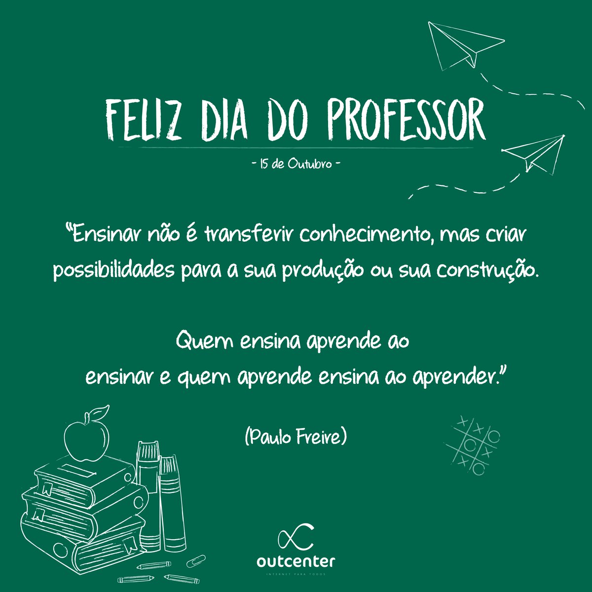 outcenterfibrax's tweet photo. Heróis de verdade não vestam capas. Eles ensinam.
Feliz Dia do Professor 🍎📚💛
#Outcenter #Fibrax #DiaDoProfessor https://t.co/GU6PNDSYBu
