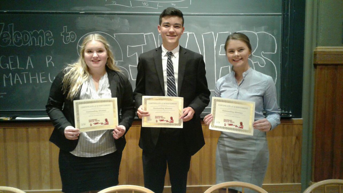Elizabeth Anderson, Ryan Ohl, and Maria Morales were named best attorneys at their scrimmages!
#GOAMHSMOCKTRIAL
#successfulscrimmaging
#travelteam
#bostonadventures