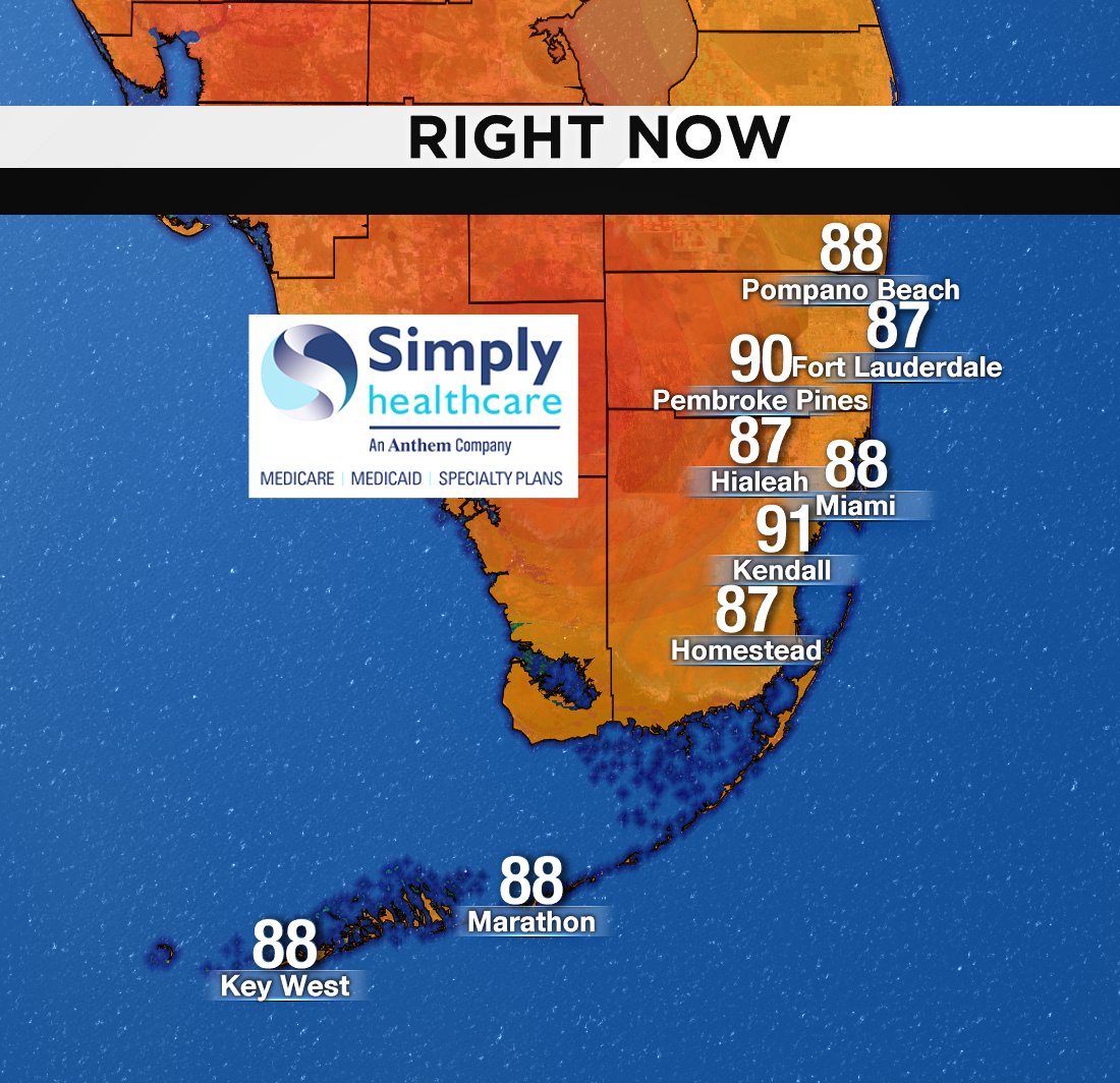 It's 2PM, here are south Florida's current temperatures. #BROWARD #MIAMIDADE #FLKEYS Presented by Simply Healthcare https://t.co/8DlRUZwG1z