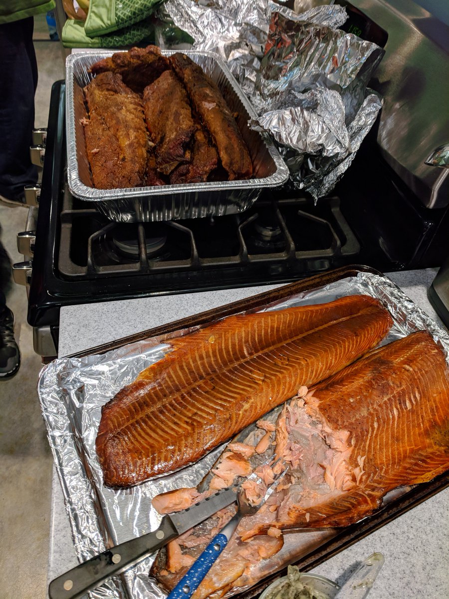 Projetech_Inc's tweet photo. Today was 'Smokin Meat Monday' at Projetech HQ. A few Projetechers smoked some Wings, Ribs, Salmon, and Pork for lunch today. Everyone is moving a little slow this afternoon! #Projetech https://t.co/SG9nwxISLy