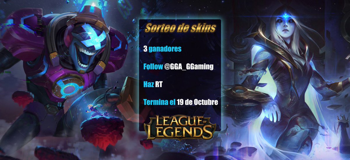 GGA_GGaming's tweet photo. 📢 SORTEO 📢

Skins:
➡️ Brand Jefe de Batalla
➡️ Ashe Reina Cósmica

Para participar:
✅ Follow @GGA_GGaming
🔄 RT

Anunciaremos los 3 ganadores el viernes 19 de Octubre.

¡MUCHA SUERTE! https://t.co/BICICc9r3G