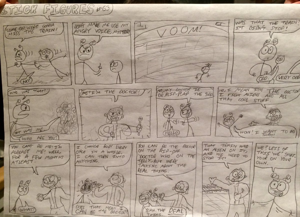 J54545444's tweet photo. The Stick Figures are back! This time with a familiar face. WHO😉 could it be?
@Danny_D_Pearson @BeanoOfficial @spleenal @Alotron @NPBeanoArtist @MikeyStirling @bbcdoctorwho https://t.co/3Q3u978E1Y