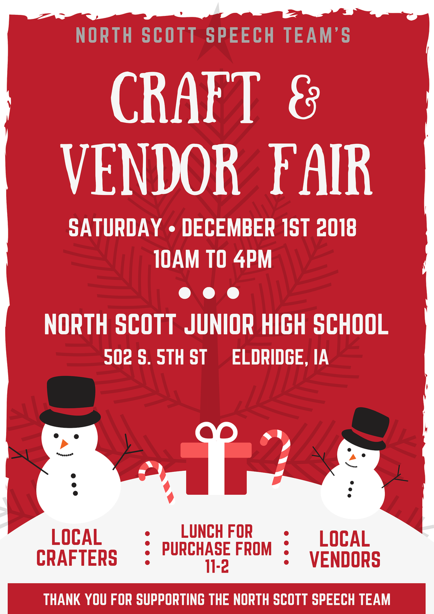 Our annual Craft &amp; Vendor Fair is December 1st! We're so excited!