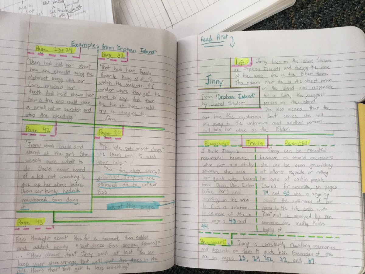 MsIrvingTweets's tweet photo. Simply blown away by the deep thinking going on in these #readersnotebooks #deepstudyofcharacter @MaryEhrenworth @TeachersCollege @brettgeithman @ecsaibel @HallMiddle @AlanGratz https://t.co/ecXSPrrMbV