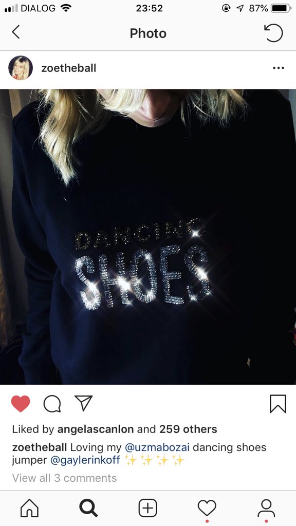 uzmabozai's tweet photo. @zoetheball looks fantastic wearing our Dancing Shoes Sweatshirt on @bbcstrictly tonight! To pre order it now follow the link: https://t.co/C9Hdo5ve9K
#ittakestwo #strictlyittakestwo #dancingshoes #dancingshoessweatshirt #uzmabozai #celebstyle #strictlystyle #bbcstrictly https://t.co/VzC4KIxkYy