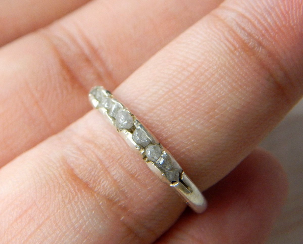 msgemshub's tweet image. WHITE DIAMOND Raw Ring 92.5 Sterling Silver Diamond Rough Ring, White Diamond Ring Band 100 Percent Natural Gemstone