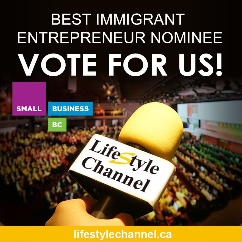 Please take 30 seconds to vote for #us ❤ Love your support 🙏 🏆<a href="/SmallBusinessBC/">Small Business BC (SBBC)</a> #SBBCAwards #BCbiz #BC #StartUp #business #Award #YVR #Canada #LifeStyleChannel 😊 VOTE HERE 👉 sbbcawards.ca/award/immigran…