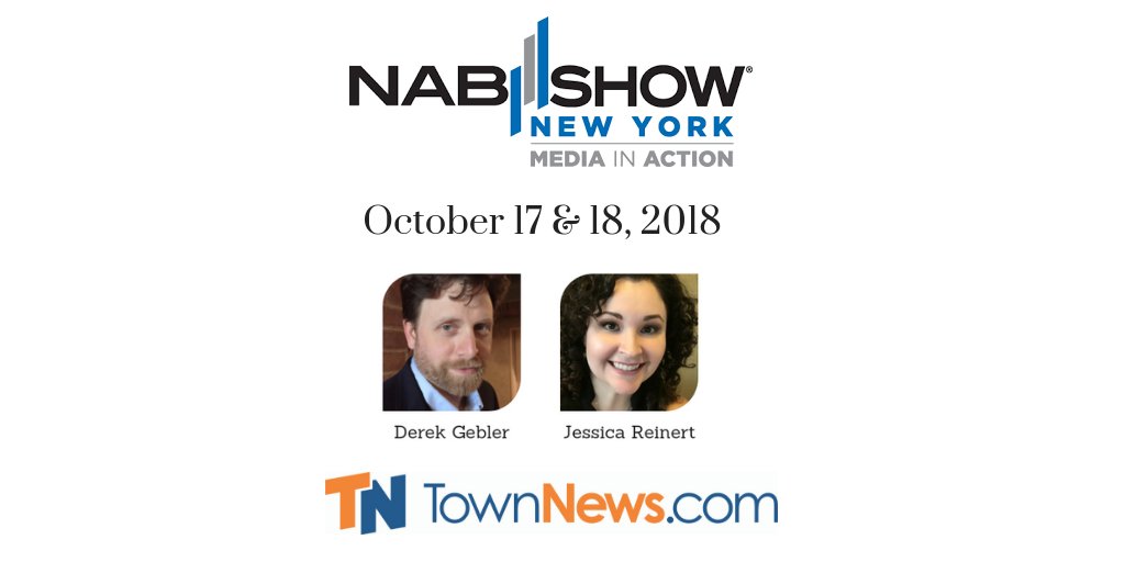 This week join us at #NABShowNY! Stop by the TownNews booth N1217 on Oct.17-18 to learn how our technology, services and guidance can help you transform your business and thrive in an evolving digital landscape. Request a meeting today with @derekgebler and <a href="/junderwood/">Jessica Reinert</a>