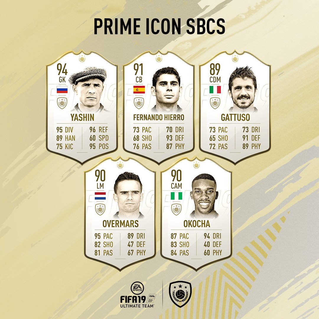 fifutbol7's tweet photo. Nuevo #SBC de #IconosPrime a elegir entre los 5 de la imagen. #FIFA19 https://t.co/tSI8sORZiT