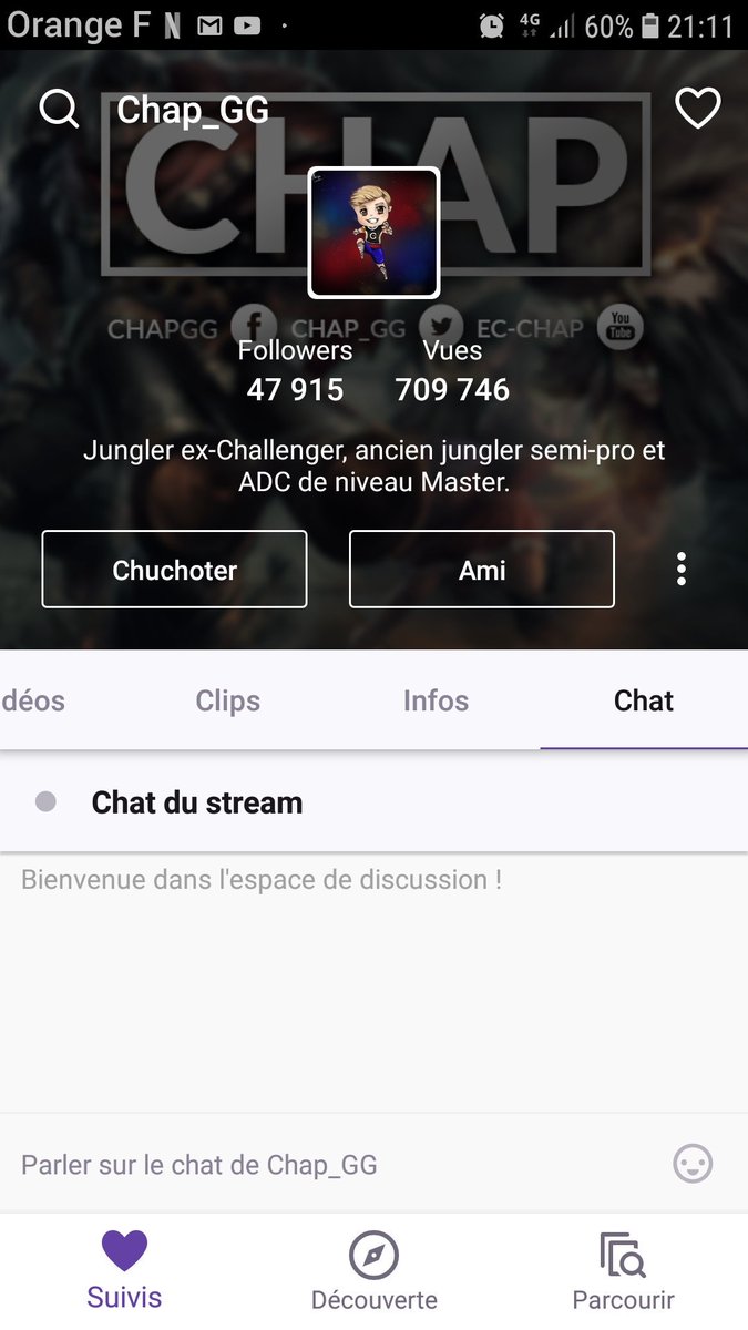 GaldeanLenain's tweet photo. Hey @Chap_GG, il me semble que ta page de twitch étais complètement désactivée durant ton ban, non?
Je crois que le #freechapi a fonctionné car maintenant on la revois https://t.co/bxDMUqNBbS