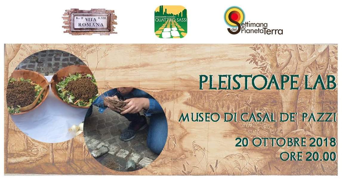 🌍In occasione della <a href="/SettimanaTerra/">Settimana P. Terra</a> un nuovo #pleistoapelab 🍖 presso il Museo di Casal de Pazzi alle ore 20.
Quote: €15/adulti; €10/soci adulti - €12 bambini under 12; €8 bambini soci.
📧Prenotazioni entro 18/10 a info@quattrosassi.com
#ArcheologiaInPeriferia