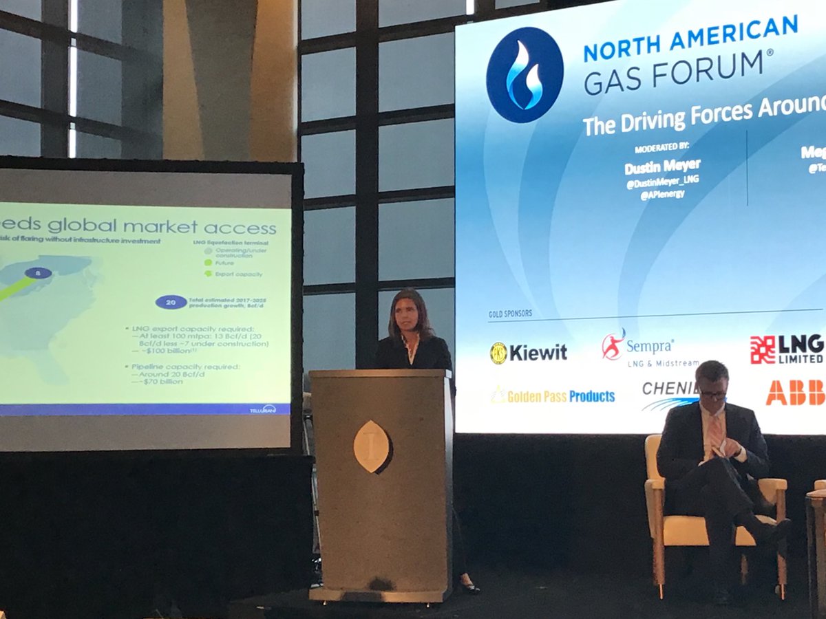 LNGALLIES's tweet image. ⁦@TellurianLNG⁩ CEO Meg Gentle at #NAGF18... “We need to double #USLNG capacity to ensure adequate market for growing US #NatGas supplies from all major basins.” #LNG