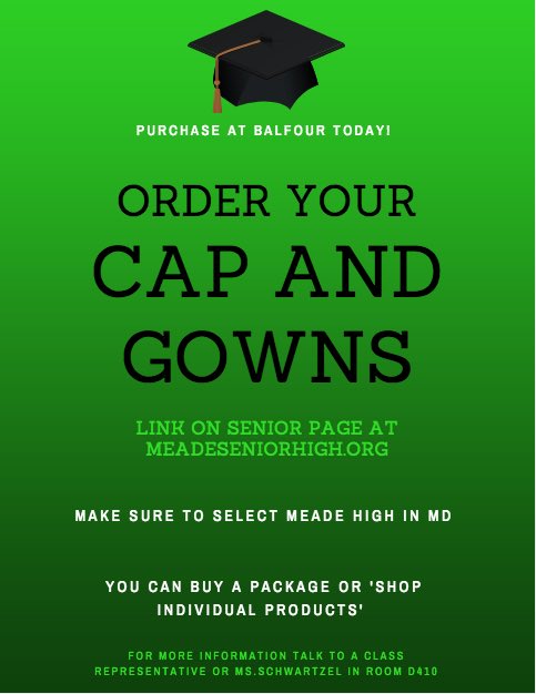 MeadeMoney19's tweet photo. DON’T FORGET TO PURCHASE YOUR CAP N’ GOWNS🎓 go online at https://t.co/GlcgI9kZWR > student life> senior information> links> balfour https://t.co/fZc21mBHmp