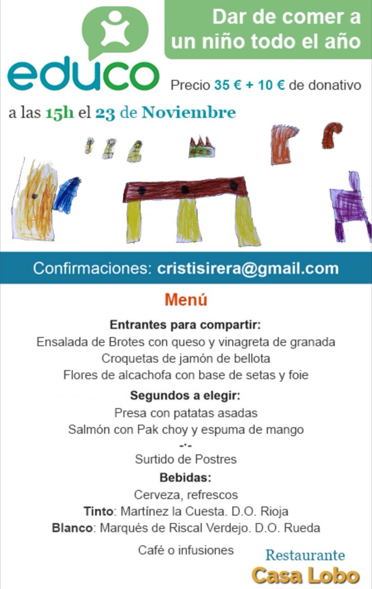 OfeTG's tweet photo. #SAVETHEDATE #PORLOSNIÑOS Bravo @CrisSirera Un año más, nos reunimos por ellos 💪😊 #Apúntate #DonaAlimentos 23Nov #CasaLobo https://t.co/ICNW3TDfsg