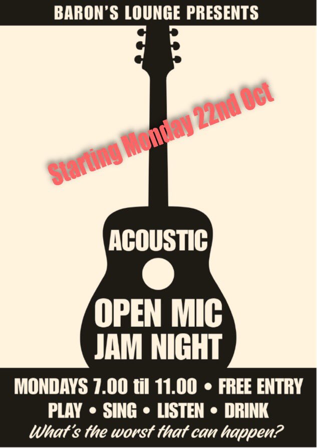 BaronsLounge's tweet photo. #@BaronsLounge #jamnight #acoustic #northbynorthwich #keepthefolkalive #nortwichbid #baronsquay #localfolk #NOWnortwich https://t.co/R0YZcBw95S