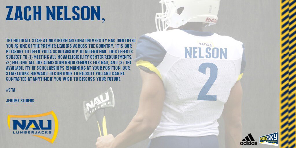 zachnelson_'s tweet photo. Excited to receive an offer to Northern Arizona University! Thank you @aaronpflugrad !! https://t.co/uB7rrIHg7h