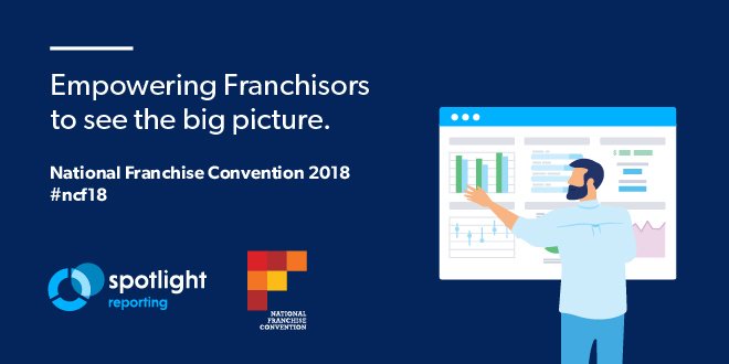 spotlightrep's tweet photo. Our specialist #franchise tool can provide a consolidated reporting view of up to 500 franchisees - see the big picture with Spotlight Multi. @kristin1773 @Jason4bs @StevenKafritsas are at #NCF18 in Melbourne to demo our product at the @MYOB Tech Lounge. @FranchCouncilAU https://t.co/8cXLu8Zdno