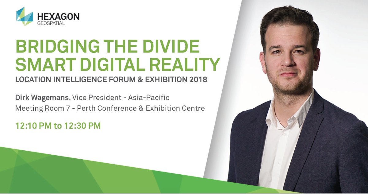 HexagonSIG's tweet photo. Hear Dirk Wagemans at LIFE 2018 as he talks about bridging the gap between location intelligence and smart digital reality. #PerthLIFE2018 https://t.co/Ah21AfAkcn https://t.co/4xSIauFg3O