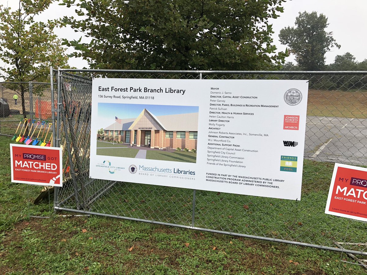 SpfldMACityHall's tweet image. Mayor Sarno, representatives from the @SpfldMassLib and more officially broke ground on the new #EastForestPark Branch Library this morning. #PromiseRealized