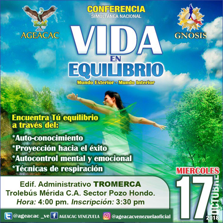 AgeacacMerida's tweet photo. Para ser Feliz. Para vivir en Paz. VIDA EN EQUILIBRIO. #SimultáneaVidaEnEquilibrio @ageacac_ve @AgeacacMerida @Trolebus_Merida https://t.co/Hr4VmImfuX