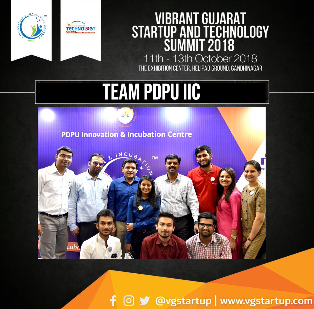 iicpdeu's tweet photo. PDPU-IIC team celebrating the successful closure of mega event “VIBRANT GUJARAT STARTUP AND TECHNOLOGY SUMMIT 2018."
VGSTS'18 proved to be very successful for both PDPU IIC as well as our incubated startups #PDPUIIC #IIC #VGSTS18 #vgstartup #IICVG18 #iicatvgsts18 #startup #team https://t.co/fW7bOMYxMz
