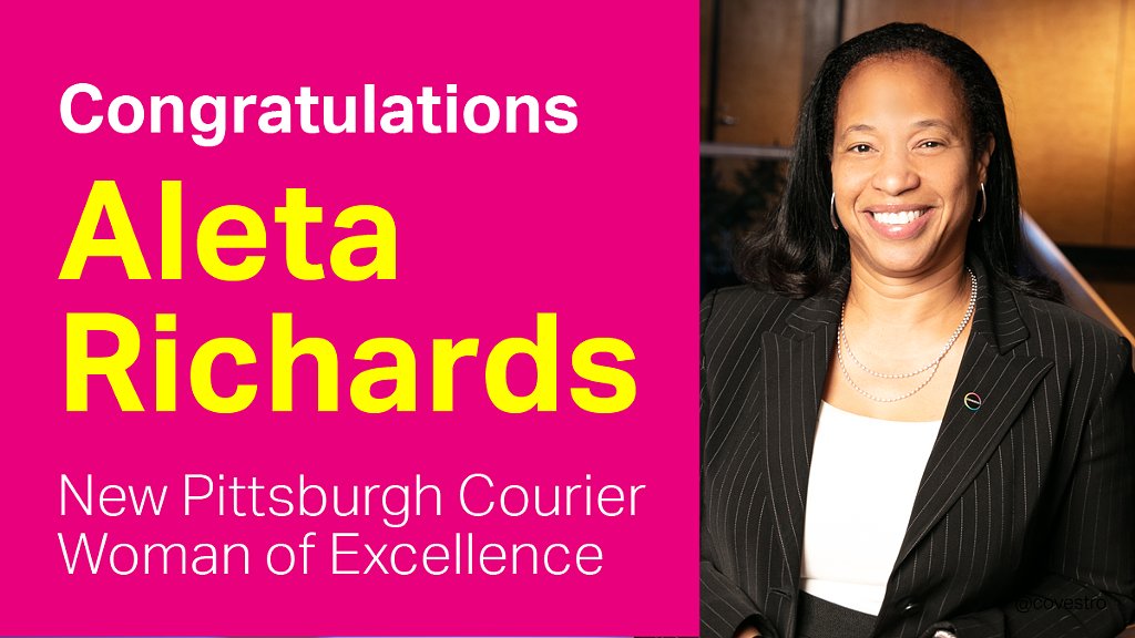 coreyafowler's tweet photo. Woman of #Excellence: Congratulations to @covestro's own @awrichards1, who was honored by @NewPghCourier for her ethics, courage, conviction and grace! https://t.co/j8imO2jEXf