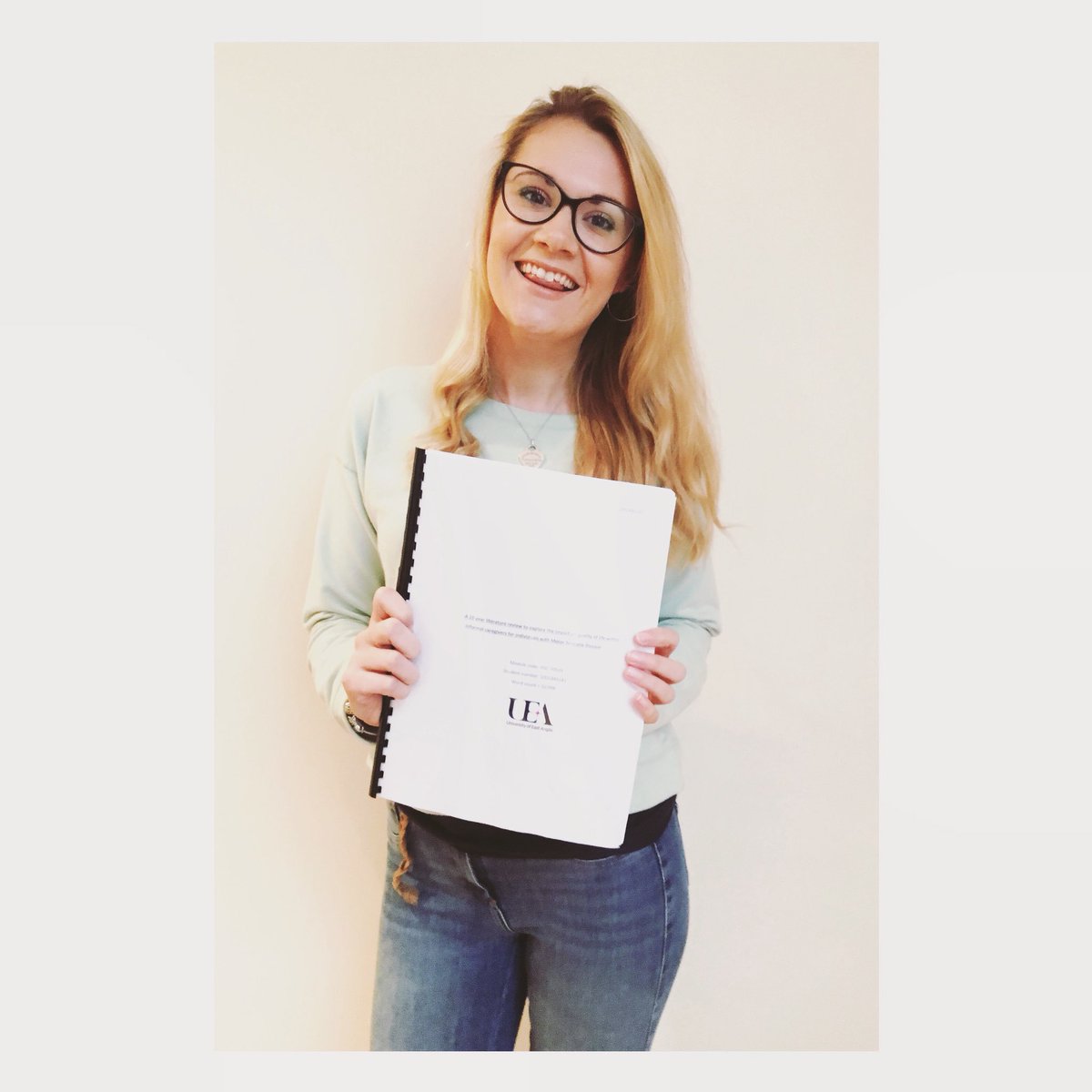 JessChurchOT's tweet photo. Another step closer to the finish line today! 👩🏼‍🎓 Dissertation handed in! 🎉🤓💪🏼 @UEA_Health Thank you @C_T_K_Chandler for your continuous heaps of support and encouragement! https://t.co/YJym7qaqOT