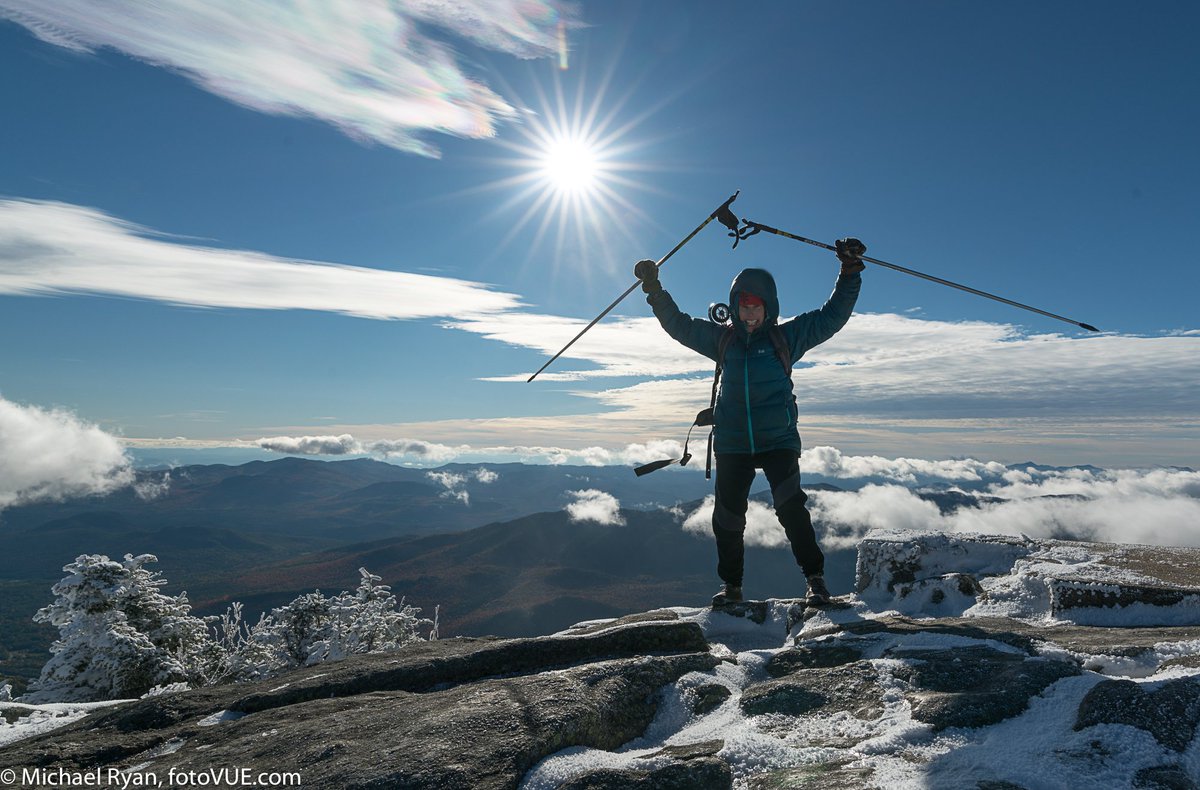Shapemaker Gabriella at the summit of Whiteface yesterday. She rolled skied up apart from the last mile which was ice. @whiteface_mt #lakeplacid #adirondacks