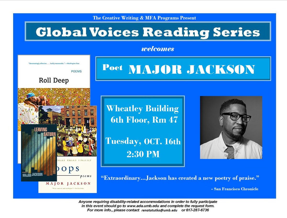 Come to this! <a href="/Poet_Major/">Major Jackson</a> is here!!