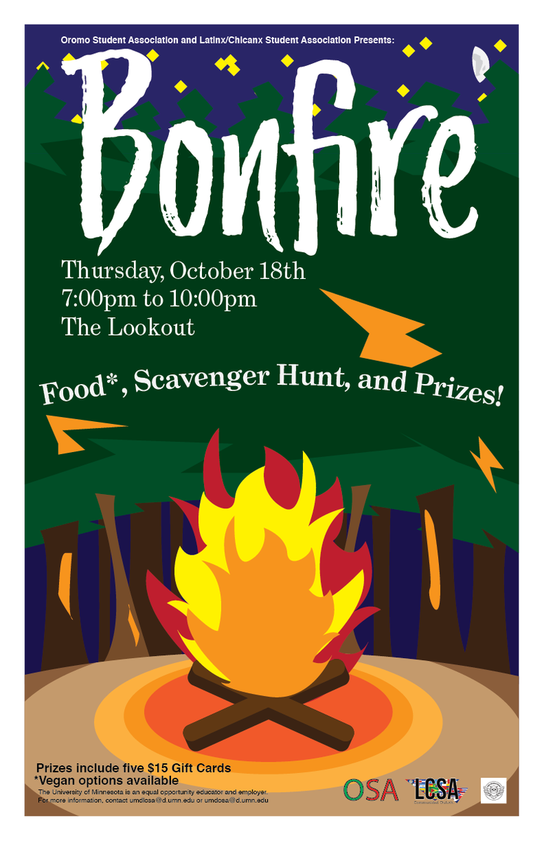 LCSAUMD's tweet photo. Time to bring on the heat- in the non competitive way.
Come on by to the OSA-LCSA Bonfire collab this Thursday October 18th, from 7:00pm to 10:00pm at the Bagely Lookout. Make sure to bring a friend and have a good ol' time.
Can't wait to see y'all there! https://t.co/lWdMOidlhe