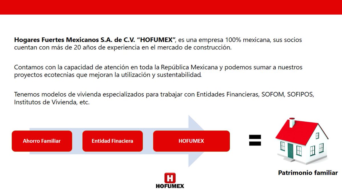 Hofumex's tweet photo. Tenemos modelos de vivienda especializados para trabajar con #EntidadesFinancieras, #SOFOM, #SOFIPOS, #InstitutosdeVivienda, etc. https://t.co/dG4Ne0zZEk