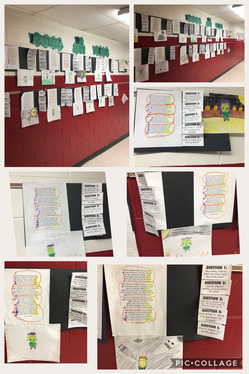mrsbarnes3rd's tweet photo. Frankly, we love poetry! 
Worked on identifying parts of a poem, like stanzas, lines and rhythm and rhythm. These kids are so smart it’s scary! #Frankenstein  #halloween #poemsforkids https://t.co/35eGd6zAnn