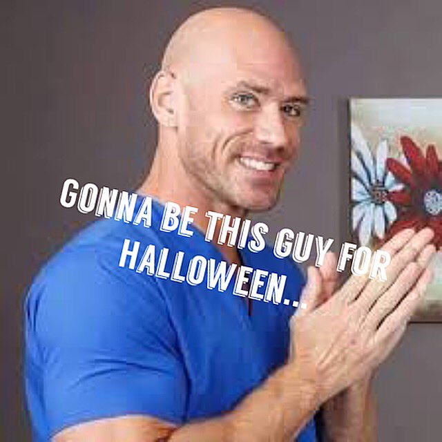 GGarters's tweet photo. Easiest costume idea yet! gonna need to paint on some abbs. Lol. #baldguys #beapornstar #halloweencostume @JohnnySins https://t.co/sSyytrPFrL