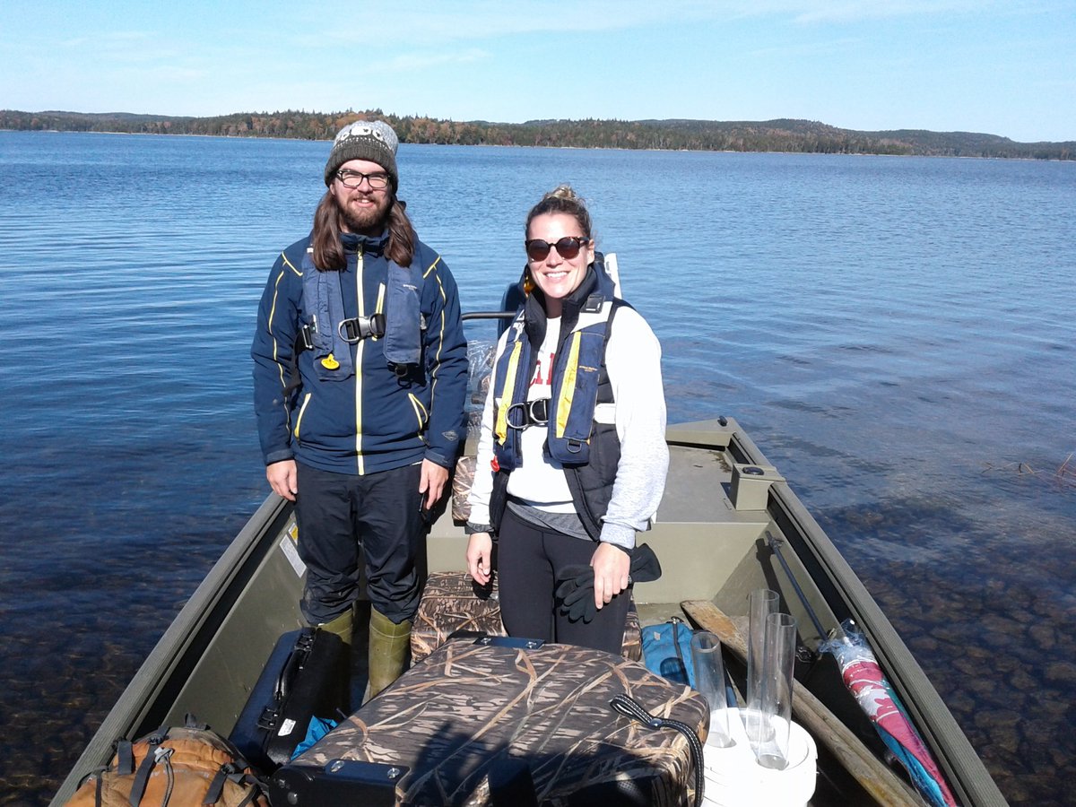 drtightline's tweet photo. Sampling Pockwock with @paleolimbot &amp; Heather, with help from @HalifaxWater. Largest drinking #water source east of Montreal, servicing 300k. Perfect core retrieved from 43.5 m! https://t.co/ftQJ6Ahuyc