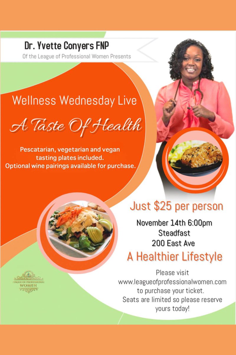 charlynelliott's tweet photo. Join @yvetteconyers for a Taste of Health!  Why not taste and learn at the same time! Limited seating so please reserve your seat today at https://t.co/SB9xjzEB6a https://t.co/jcrApcU4ap