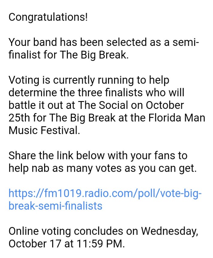 WE HAVE A CHANCE to play w/YoungTheGiant, Robert DeLong, Weezer...VOTE 4 KASSON Now-Weds Oct 17th 11:59p CLICK 👇Vote:fm1019.radio.com/poll/vote-big-…
#WeLoveOurFans