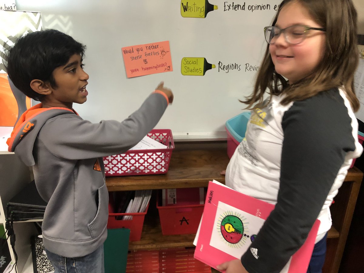 MrsVasquez215's tweet photo. Today we analyzed text structures in our independent reading, and learned how playing “would you rather” can help us elaborate on our opinion writing! #Kellerliteracy #stateyouropinion #writeallday #readallday https://t.co/qhNKnXMFLx