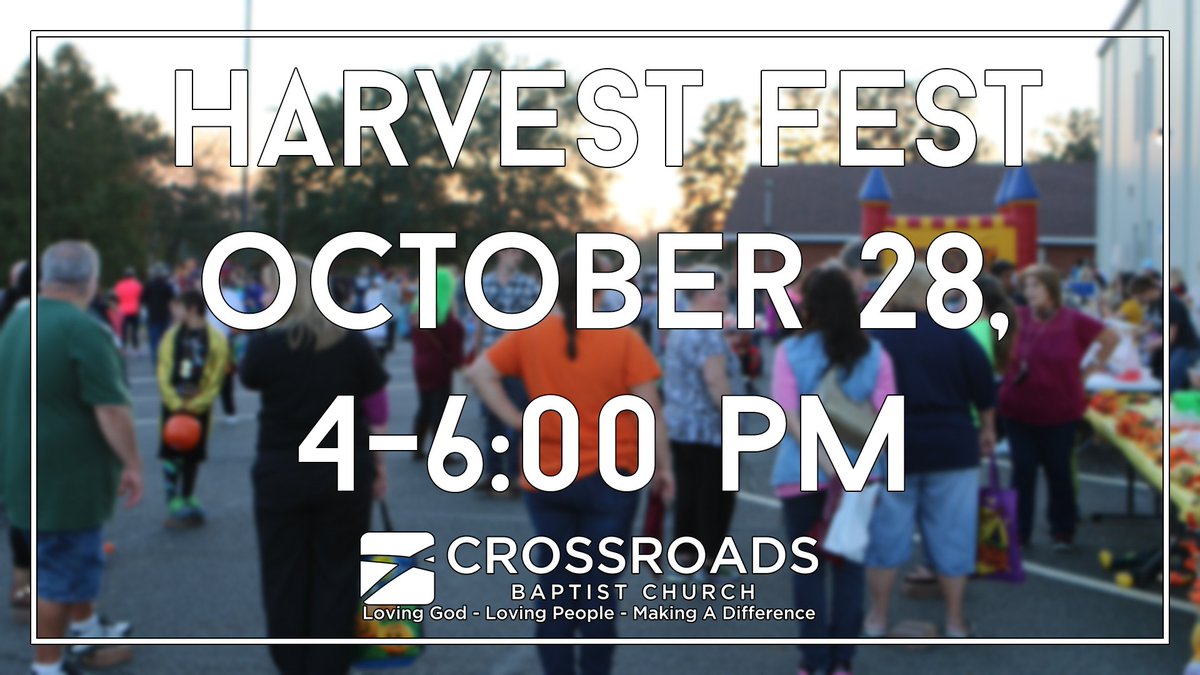 Crossroads_BC's tweet photo. Harvest Fest 2018 is almost here!
We will have plenty of games, door prizes, food, and fun for the whole family to enjoy!
This event is completely FREE! So, come join the fun! https://t.co/MGhC5daZSB