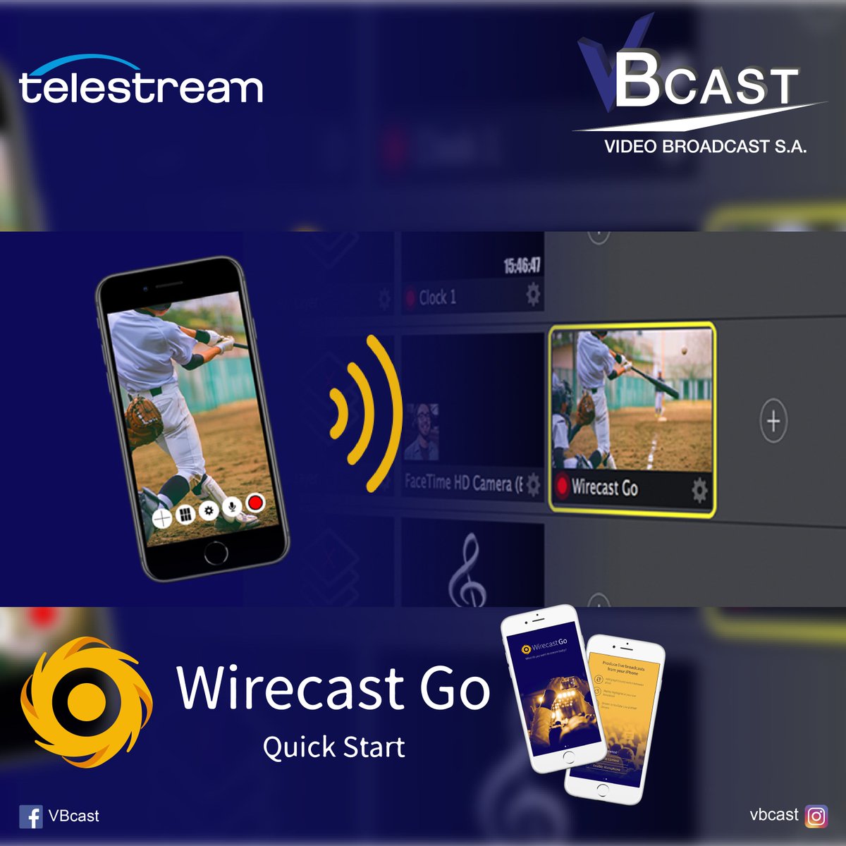 VBcast1's tweet photo. Telestream presenta Wirecast Go, aplicación móvil de producción de video en vivo que permite transmitir producciones de alta calidad en cualquier parte del mundo con tu iPhone IOS 11 o posterior.
https://t.co/S1P1wWXJrJ
#vbcast #telestream https://t.co/nuMiOjTrW5