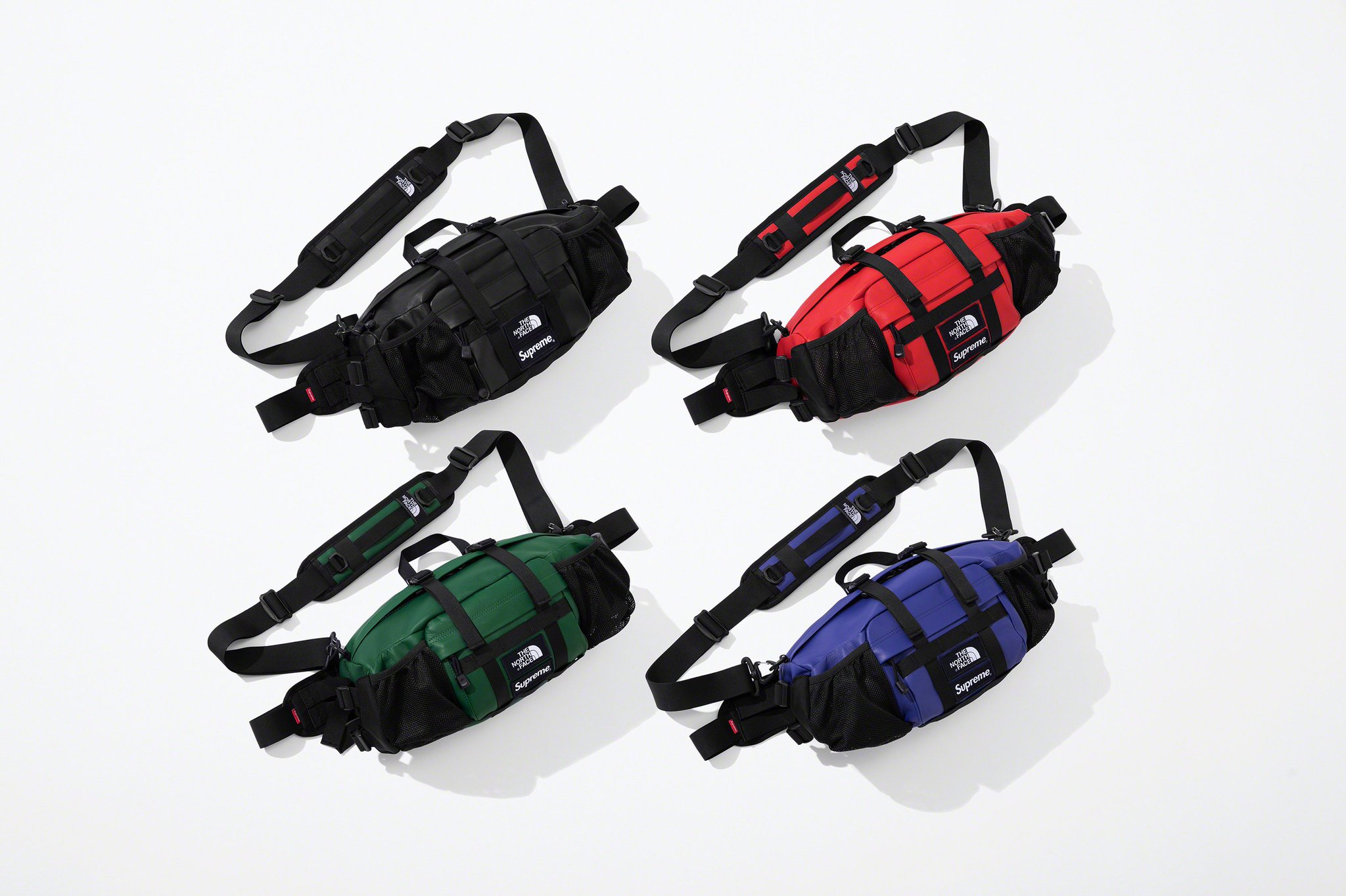 Supreme x the north cheap face leather mountain waist bag