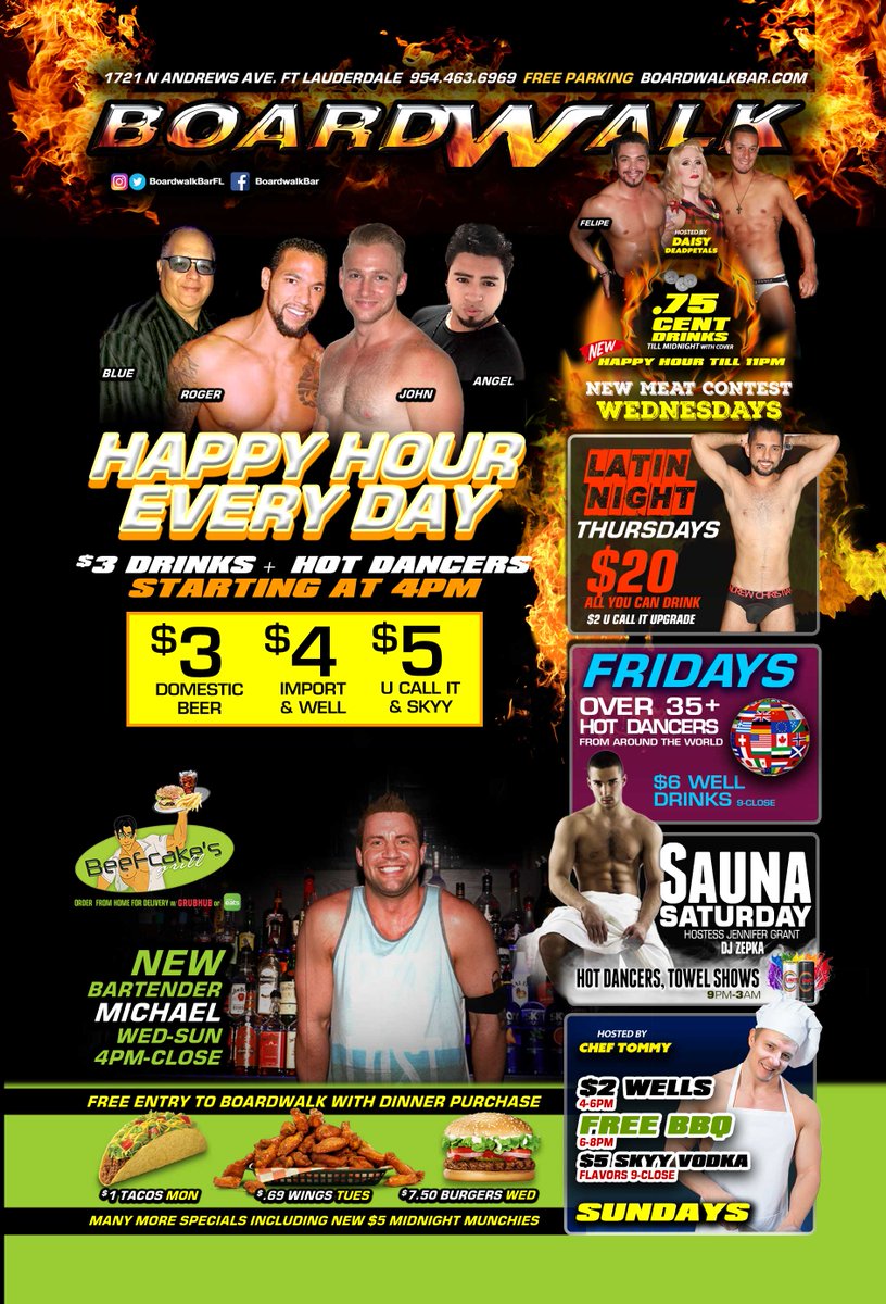 BoardwalkBarFL's tweet photo. Happy Hours Till 9pm, $1 Tacos at Beefcakes and HOT MALE DANCERS (with free parking and NO COVER for Locals Tonight) https://t.co/yVF3Jf5CKv